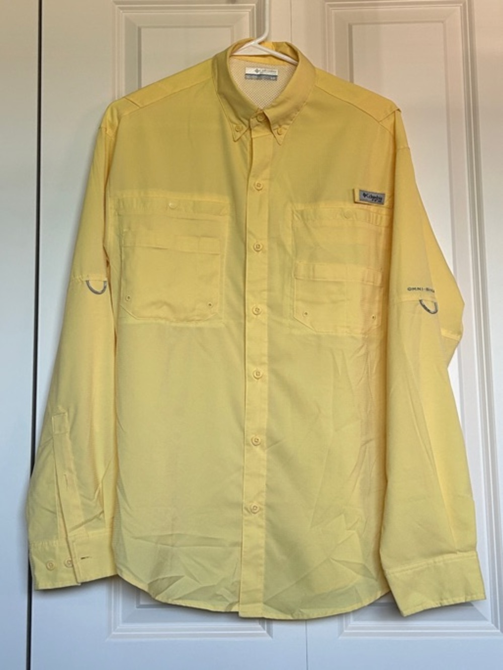 EUC Columbia PFG Blood & Guts Long Sleeve Fishing Shirt - Butter Yellow